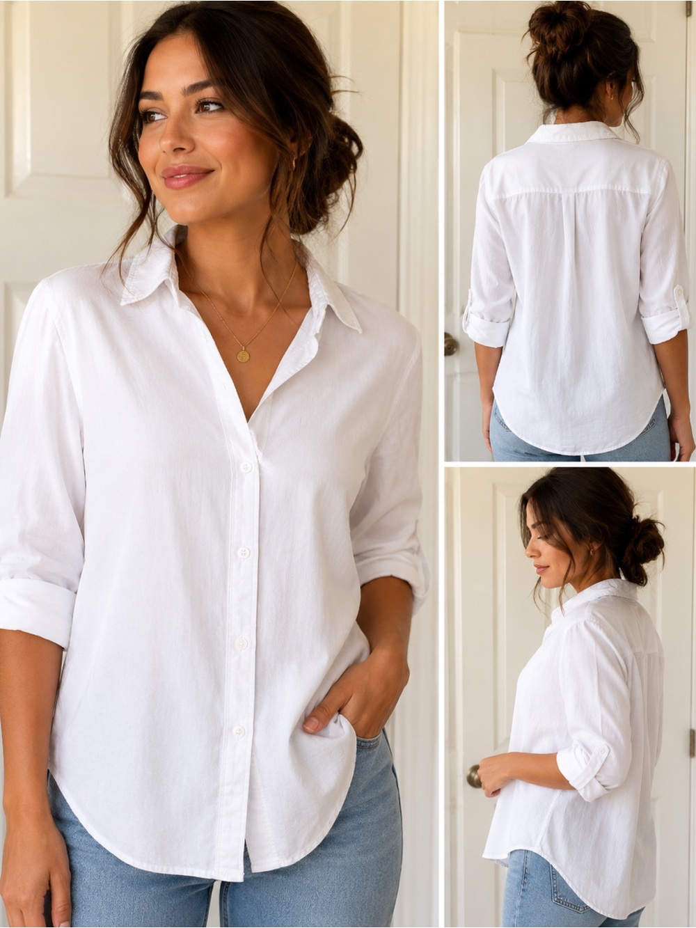 Thread & Supply White Long Sleeve Button-Front Shirt
